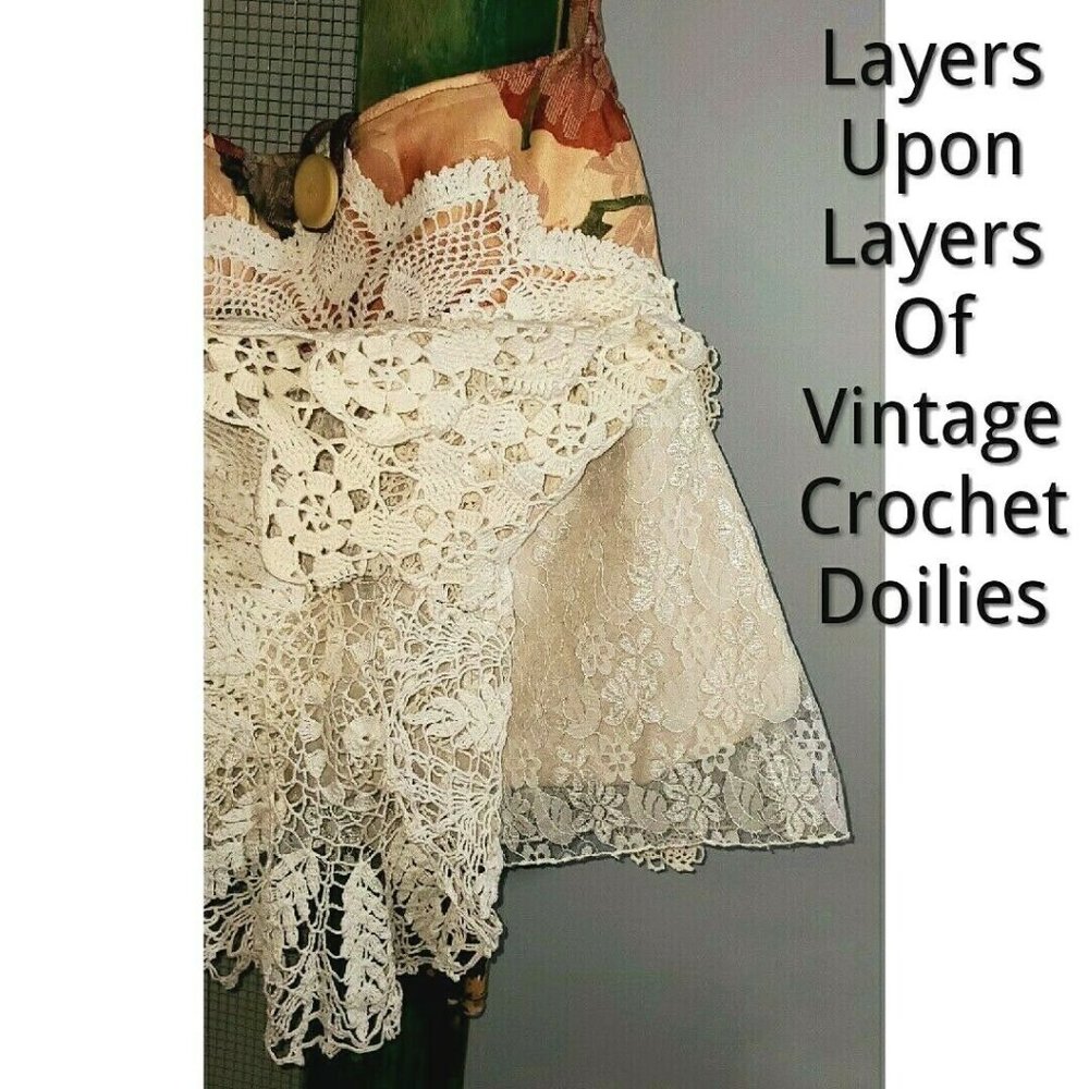 Boho Handbag Gypsy Purse Unique Hippie Bag Vintage Crochet Lace Doilies Fringe - Picture 8 of 11